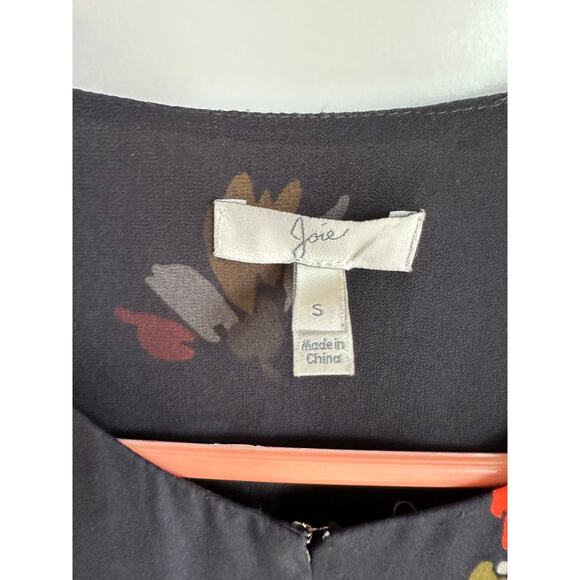 Joie Avari  Silk Boho Baby Doll Dress Black Floral Print Mini Bell Sleeves SZ SM - Picture 3 of 11